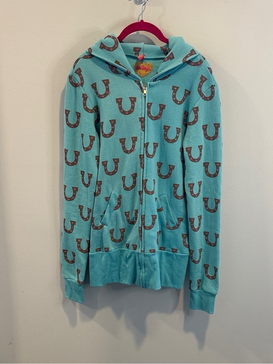 Primp Tops - Primp vintage embellished horse shoe zip front sweater L
